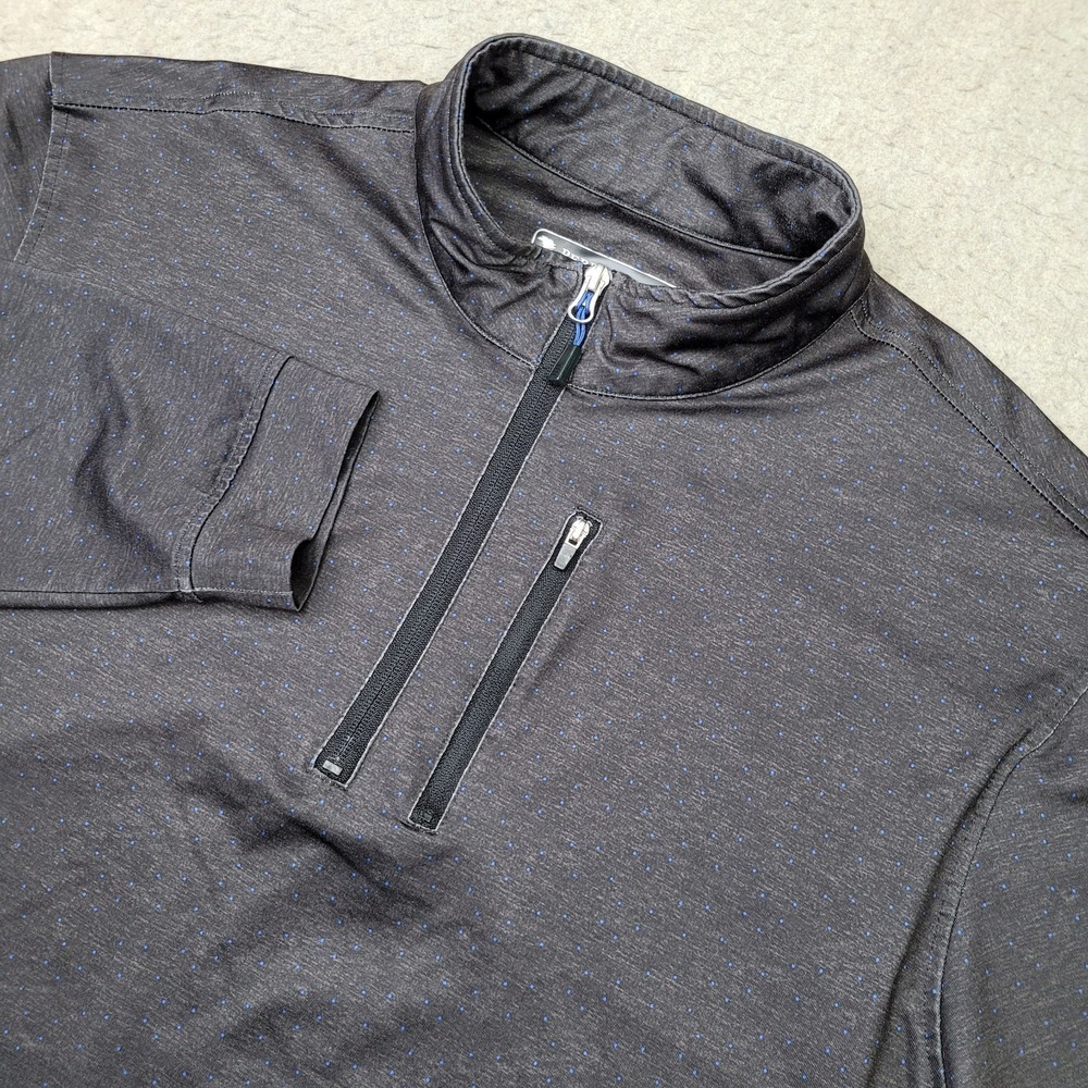 Pebble Beach Golf 1/4 Zip Pullover Mens L Gray Polka Dots Performance